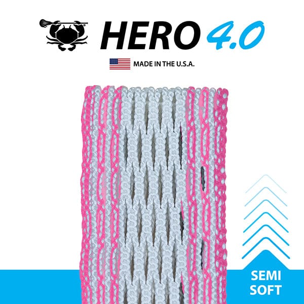 ECD Hero 4.0 Semi-Soft Lacrosse Mesh - Pink Storm Striker
