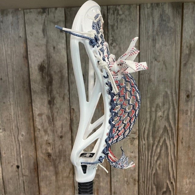 ECD Mens Heads White/USA Lax Fan Custom Strung White ECD Ion Mens Lacrosse Head with USA Mesh from Lacrosse Fanatic