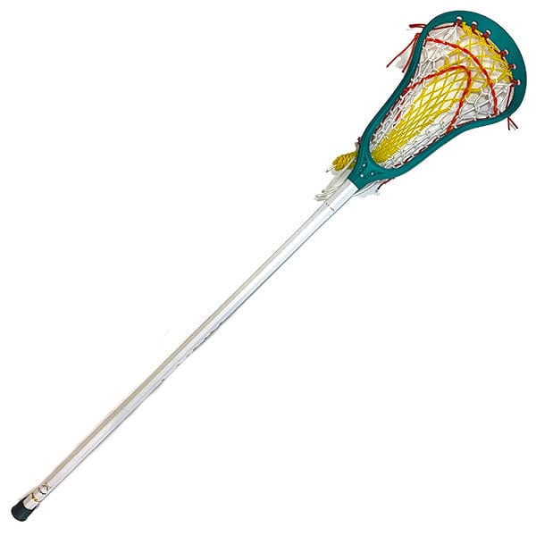 Lax Fan Custom Complete Womens Lacrosse Stick - Dyed Green StringKing Mark  2 Defense Head and Yellow Crux Mesh 2