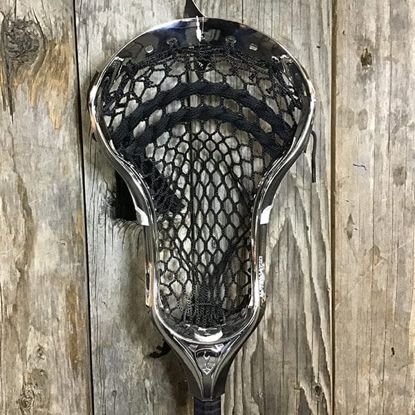 Maverik Mens Heads Silver/Black Lax Fan Custom Strung Chrome Silver Adrenaline Automatic Mens Lacrosse Head with Black Hero 4 Mesh from Lacrosse Fanatic