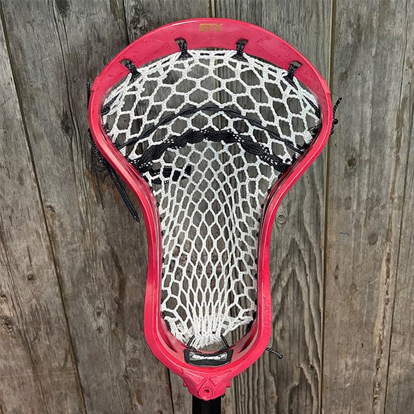 STX Mens Heads Red/White Lax Fan Custom Dyed Red STX Duel III Mens Face-Off Lacrosse Head with White Hero X Mesh from Lacrosse Fanatic