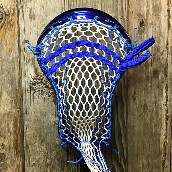 Lax Fan Custom Strung Blue Chrome Adrenaline Automatic Mens Lacrosse Head with Royal Striker Hero Mesh