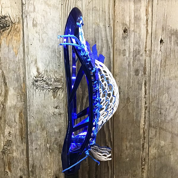 Adrenaline Mens Heads Blue/White Lax Fan Custom Strung Blue Chrome Adrenaline Automatic Mens Lacrosse Head with Royal Striker Hero Mesh from Lacrosse Fanatic