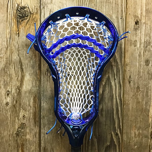 Adrenaline Mens Heads Blue/White Lax Fan Custom Strung Blue Chrome Adrenaline Automatic Mens Lacrosse Head with Royal Striker Hero Mesh from Lacrosse Fanatic