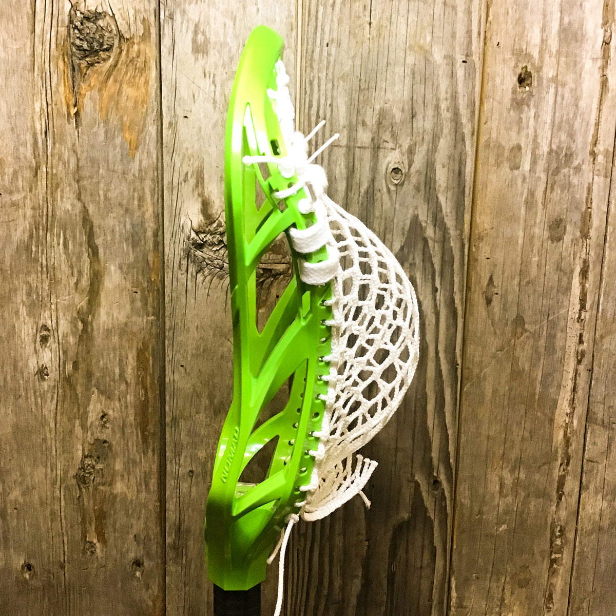 Adrenaline Mens Heads Green/White Lax Fan Custom Strung Green Adrenaline Nomad Mens Lacrosse Head with White Hero Mesh from Lacrosse Fanatic