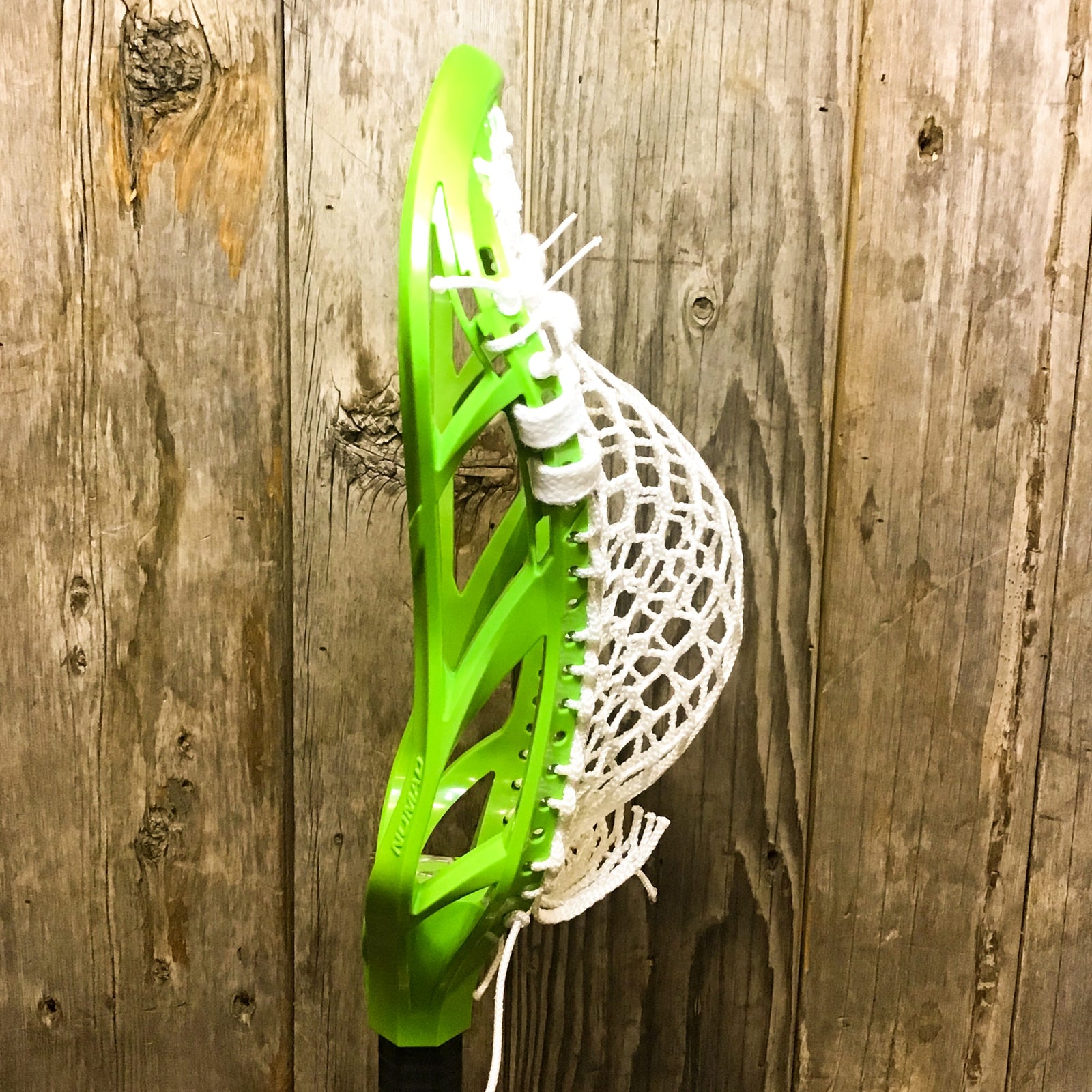 Adrenaline Mens Heads Green/White Lax Fan Custom Strung Green Adrenaline Nomad Mens Lacrosse Head with White Hero Mesh from Lacrosse Fanatic