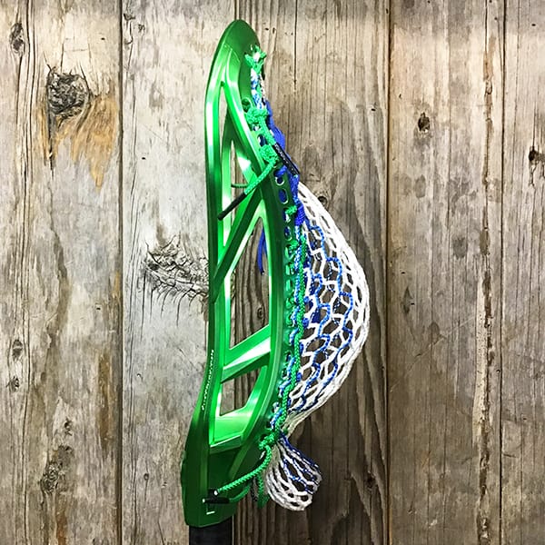 Adrenaline Mens Heads Green/Royal Lax Fan Custom Strung Green Chrome Adrenaline Automatic Mens Lacrosse Head with Royal Striker Hero Mesh from Lacrosse Fanatic