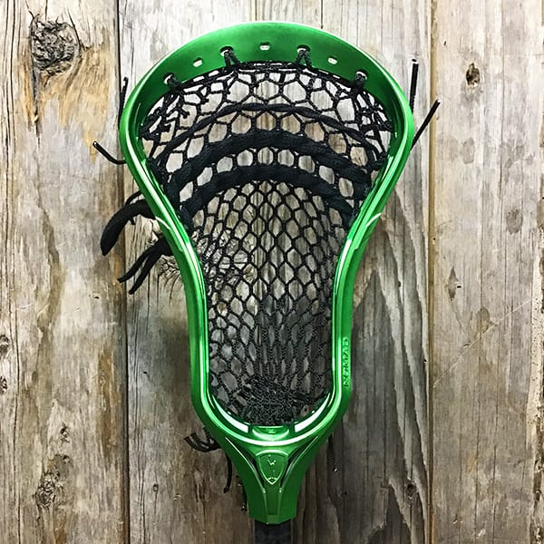 Adrenaline Mens Heads Green/Black Lax Fan Custom Strung Green Satin Chrome Adrenaline Nomad Mens Lacrosse Head with Black Hero 4 Mesh from Lacrosse Fanatic