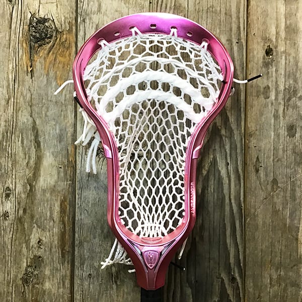 Adrenaline Mens Heads Pink/White Lax Fan Custom Strung Pink Chrome Adrenaline Automatic Mens Lacrosse Head with White Hero Mesh from Lacrosse Fanatic