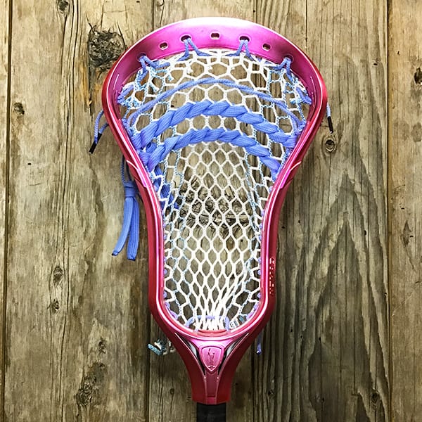 Adrenaline Mens Heads Pink/Carolina Lax Fan Custom Strung Pink Satin Chrome Adrenaline Nomad Mens Lacrosse Head with Carolina Striker Hero Mesh from Lacrosse Fanatic