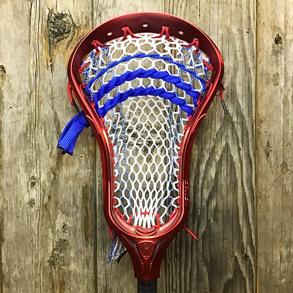 Adrenaline Mens Heads Red/Royal Lax Fan Custom Strung Red Satin Chrome Adrenaline Nomad Mens Lacrosse Head with Royal Striker Hero Mesh from Lacrosse Fanatic