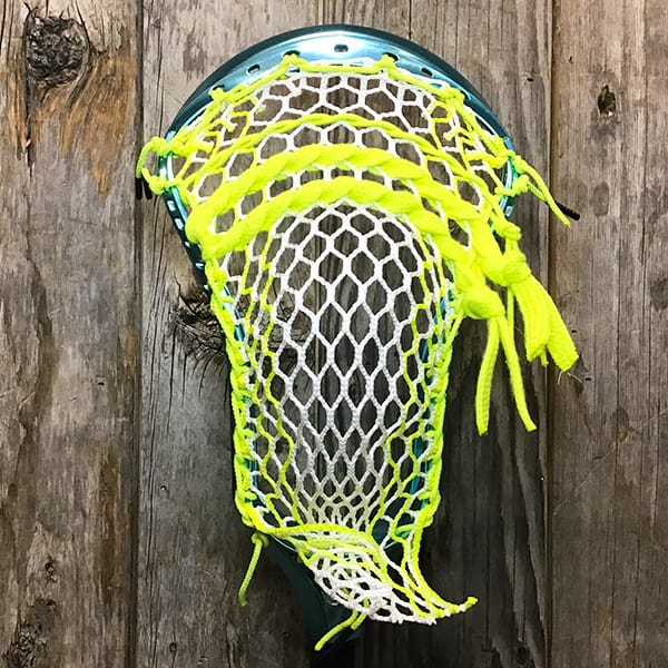 Adrenaline Mens Heads Teal/Yellow Lax Fan Custom Strung Teal Satin Chrome Adrenaline Nomad Mens Lacrosse Head with Neon Yellow Striker Hero 4 Mesh from Lacrosse Fanatic