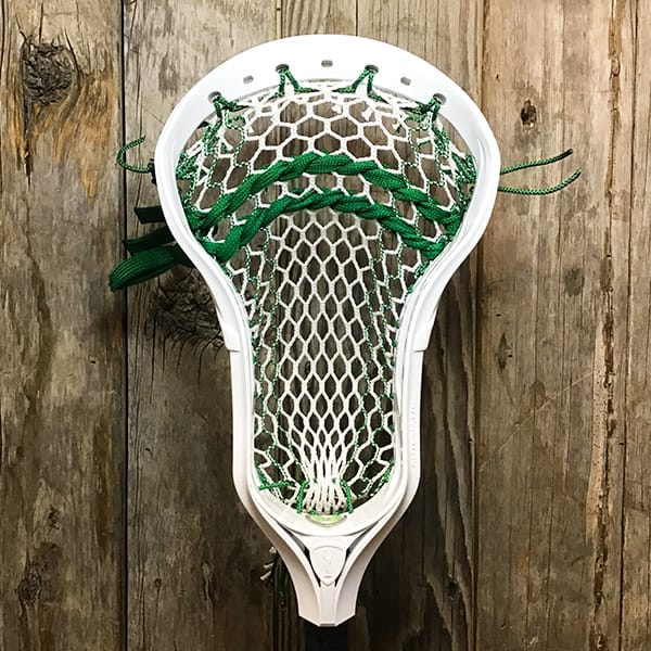 Adrenaline Mens Heads White/Green Lax Fan Custom Strung White Adrenaline Automatic Mens Lacrosse Head with Green Striker Hero Mesh from Lacrosse Fanatic