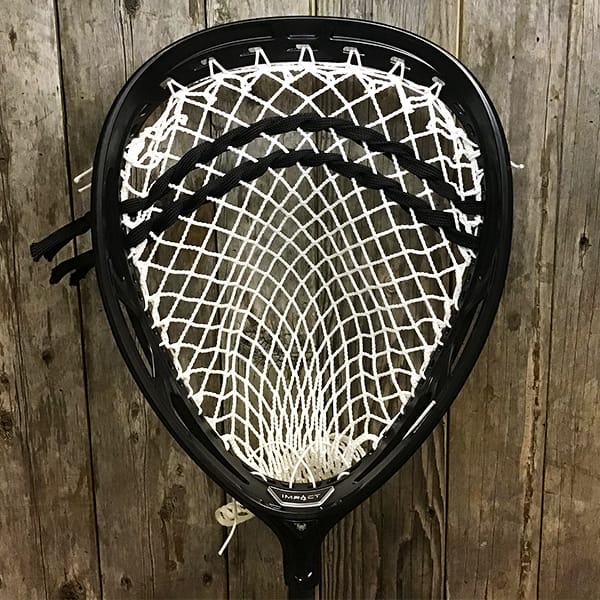 East Coast Dyes Goalie Heads Black/White Lax Fan Custom Strung Black ECD Impact Goalie Lacrosse Head with ECD 12D Mesh from Lacrosse Fanatic