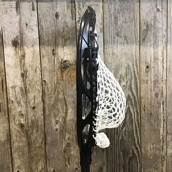 East Coast Dyes Goalie Heads Black/White Lax Fan Custom Strung Black ECD Impact Goalie Lacrosse Head with White ECD 12D Mesh from Lacrosse Fanatic