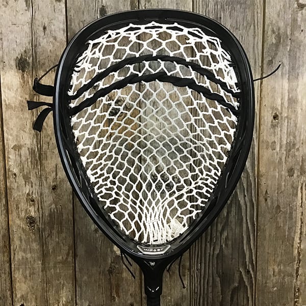East Coast Dyes Goalie Heads Black/White Lax Fan Custom Strung Black ECD Impact Goalie Lacrosse Head with White ECD 12D Mesh from Lacrosse Fanatic