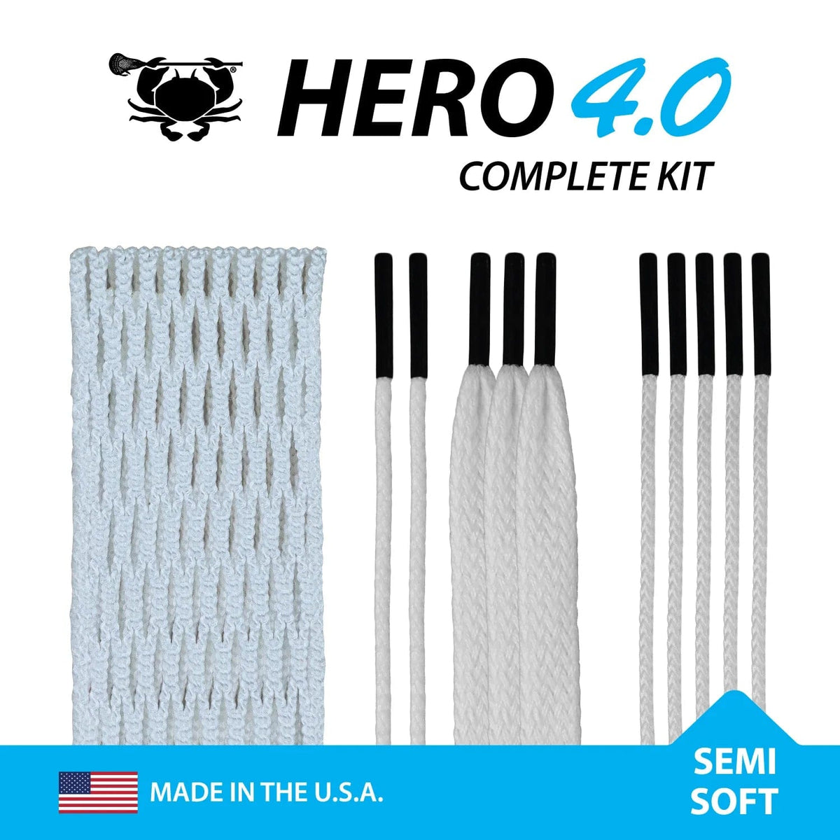 East Coast Dyes Stringing Supplies White / Semi-Soft ECD Hero 4.0 Semi-Soft Lacrosse Complete Kit from Lacrosse Fanatic