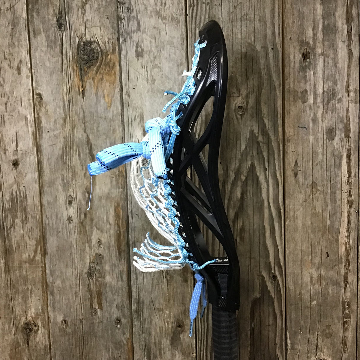 ECD Mens Heads Blue/Black Lax Fan Custom Strung Black ECD Delta Mens Lacrosse Head with Carolina Striker Hero Mesh from Lacrosse Fanatic