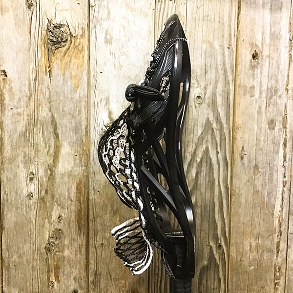 ECD Mens Heads Black/Black Lax Fan Custom Strung Black ECD Delta Mens Lacrosse Head with White Striker Hero Mesh from Lacrosse Fanatic