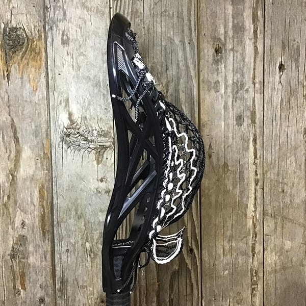 ECD Mens Heads Blue/Black Lax Fan Custom Strung Black ECD Delta Mens Lacrosse Head with White Striker Hero Mesh from Lacrosse Fanatic