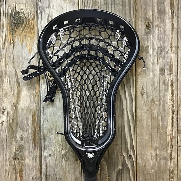 ECD Mens Heads Blue/Black Lax Fan Custom Strung Black ECD Delta Mens Lacrosse Head with White Striker Hero Mesh from Lacrosse Fanatic