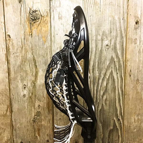 ECD Mens Heads Black/Black Lax Fan Custom Strung Black ECD Mirage 3.0 Mens Lacrosse Head with White Striker Hero Mesh from Lacrosse Fanatic