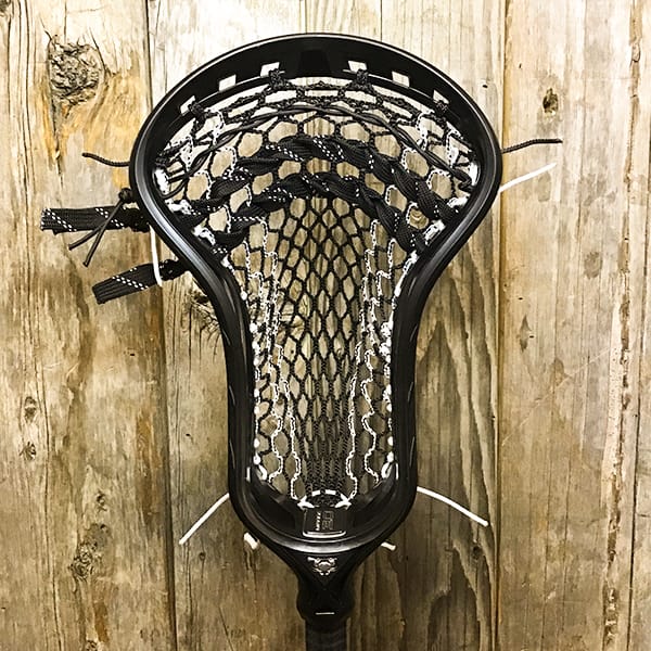 ECD Mens Heads Black/Black Lax Fan Custom Strung Black ECD Mirage 3.0 Mens Lacrosse Head with White Striker Hero Mesh from Lacrosse Fanatic