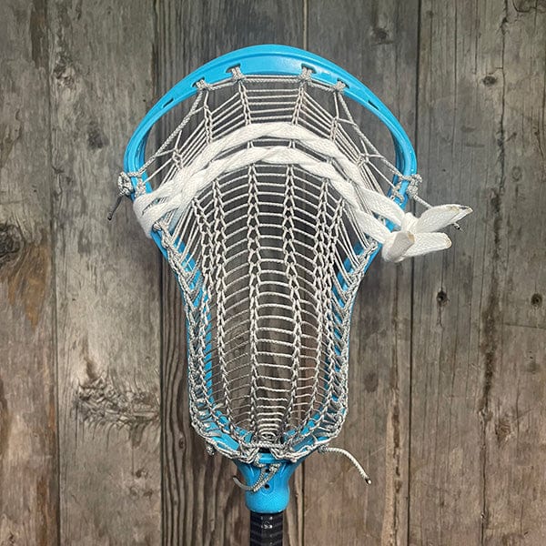 ECD Mens Heads Blue/Grey Lax Fan Custom Strung Blue ECD DNA 2.0 Mens Lacrosse Head with Grey Spyder Wire Mesh from Lacrosse Fanatic