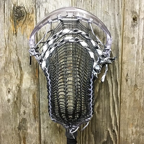 ECD Mens Heads Clear/Black Lax Fan Custom Strung Clear ECD Ion Mens Lacrosse Head with Black Armor Mesh from Lacrosse Fanatic