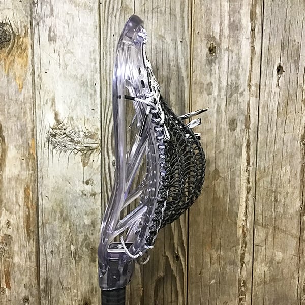 ECD Mens Heads Clear/Black Lax Fan Custom Strung Clear ECD Ion Mens Lacrosse Head with Black Armor Mesh from Lacrosse Fanatic