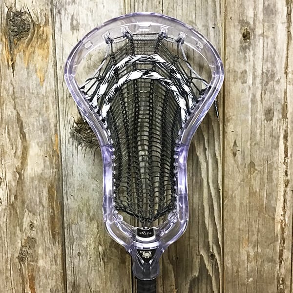 ECD Mens Heads Clear/Black Lax Fan Custom Strung Clear ECD Ion Mens Lacrosse Head with Black Armor Mesh from Lacrosse Fanatic