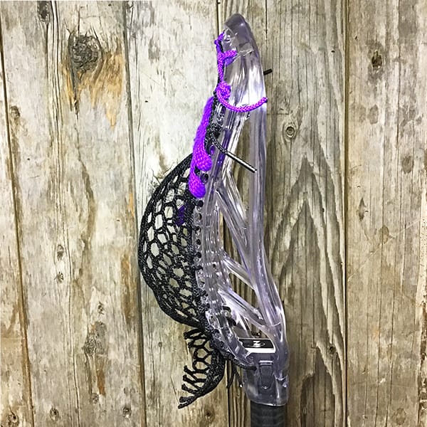 ECD Mens Heads Clear/Black/Purple Lax Fan Custom Strung Clear ECD Ion Mens Lacrosse Head with Black Hero Mesh from Lacrosse Fanatic