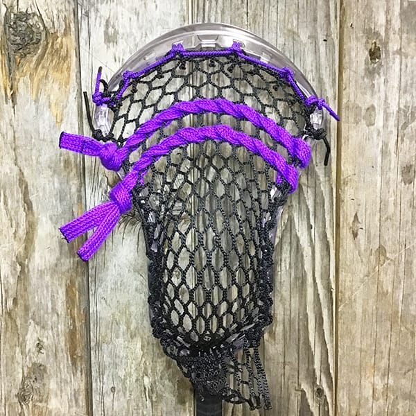ECD Mens Heads Clear/Black/Purple Lax Fan Custom Strung Clear ECD Ion Mens Lacrosse Head with Black Hero Mesh from Lacrosse Fanatic
