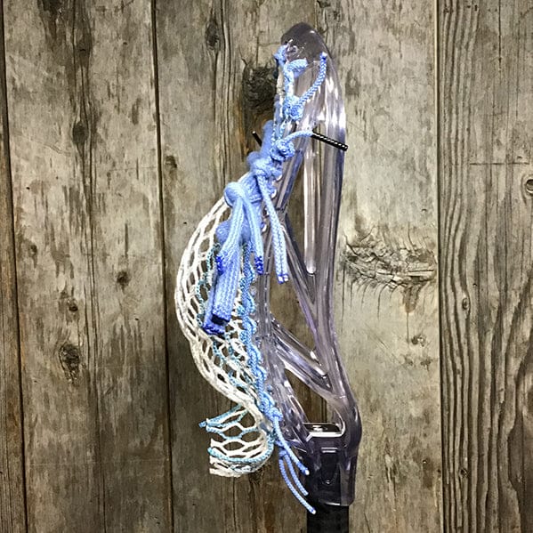 ECD Mens Heads Clear/Carolina Lax Fan Custom Strung Clear ECD Ion Mens Lacrosse Head with Carolina Striker Hero Mesh from Lacrosse Fanatic