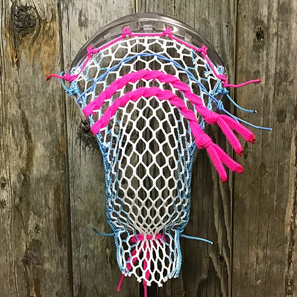 ECD Mens Heads Clear/Carolina/Pink Lax Fan Custom Strung Clear ECD Ion Mens Lacrosse Head with Carolina Striker Hero Mesh from Lacrosse Fanatic