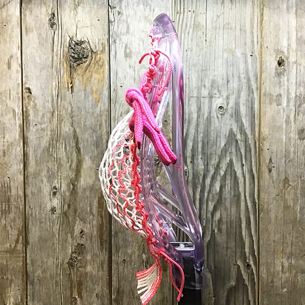 ECD Mens Heads Clear/Pink Lax Fan Custom Strung Clear ECD Ion Mens Lacrosse Head with Pink Striker Hero Mesh from Lacrosse Fanatic