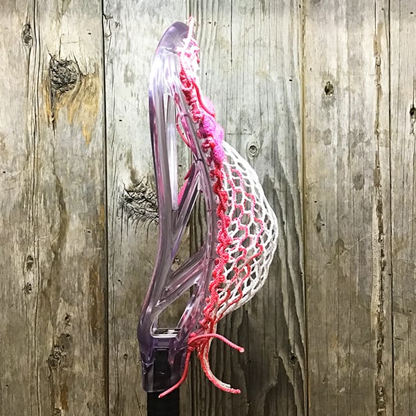 ECD Mens Heads Clear/Pink Lax Fan Custom Strung Clear ECD Ion Mens Lacrosse Head with Pink Striker Hero Mesh from Lacrosse Fanatic