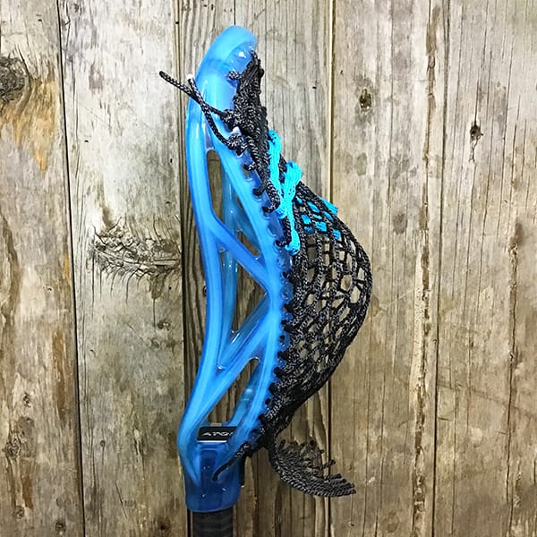 ECD Mens Heads Blue/Black Lax Fan Custom Strung Frost ECD Atom Mens Lacrosse Head with Black Hero Mesh from Lacrosse Fanatic