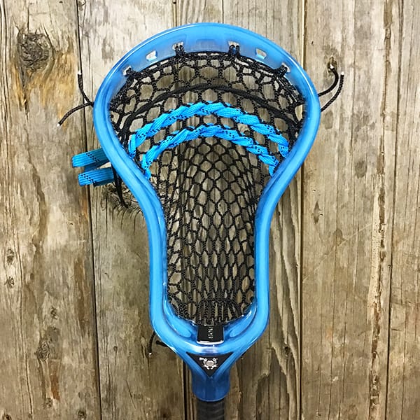 ECD Mens Heads Blue/Black Lax Fan Custom Strung Frost ECD Atom Mens Lacrosse Head with Black Hero Mesh from Lacrosse Fanatic
