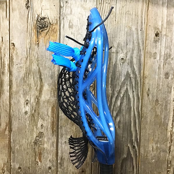 ECD Mens Heads Blue/Black Lax Fan Custom Strung Frost ECD Atom Mens Lacrosse Head with Black Hero Mesh from Lacrosse Fanatic
