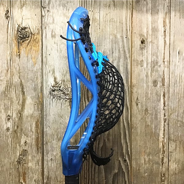 ECD Mens Heads Blue/Black Lax Fan Custom Strung Frost ECD Atom Mens Lacrosse Head with Black Hero Mesh from Lacrosse Fanatic
