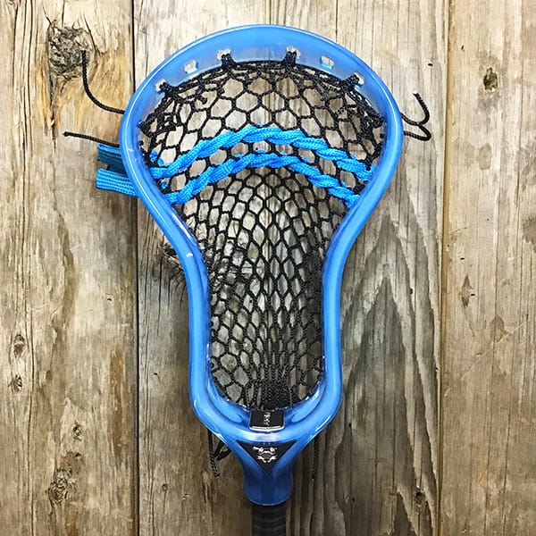 ECD Mens Heads Blue/Black Lax Fan Custom Strung Frost ECD Atom Mens Lacrosse Head with Black Hero Mesh from Lacrosse Fanatic