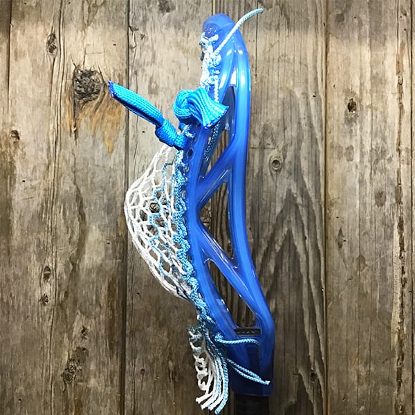 ECD Mens Heads Blue/White Lax Fan Custom Strung Frost ECD Atom Mens Lacrosse Head with Carolina Striker Hero Mesh from Lacrosse Fanatic