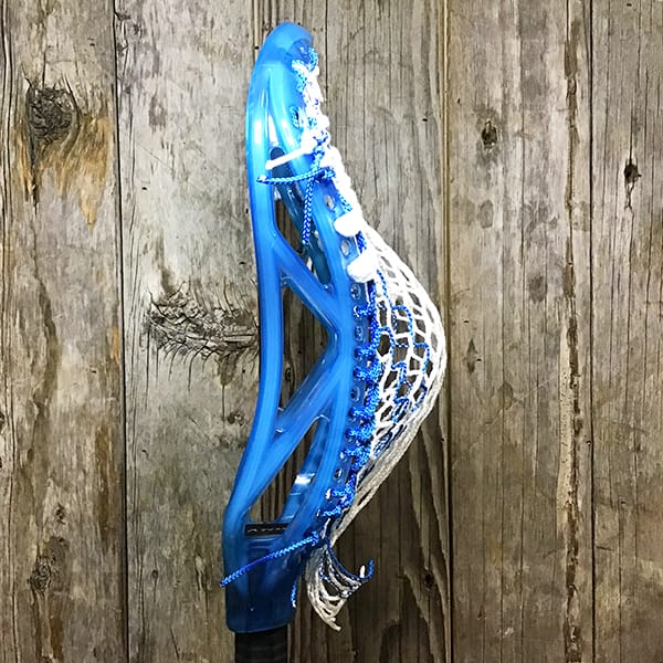 ECD Mens Heads Blue/White Lax Fan Custom Strung Frost ECD Atom Mens Lacrosse Head with Royal Striker Hero Mesh from Lacrosse Fanatic