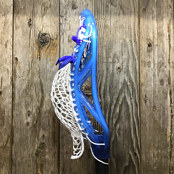 ECD Mens Heads Blue/White Lax Fan Custom Strung Frost ECD Atom Mens Lacrosse Head with White Hero Mesh from Lacrosse Fanatic