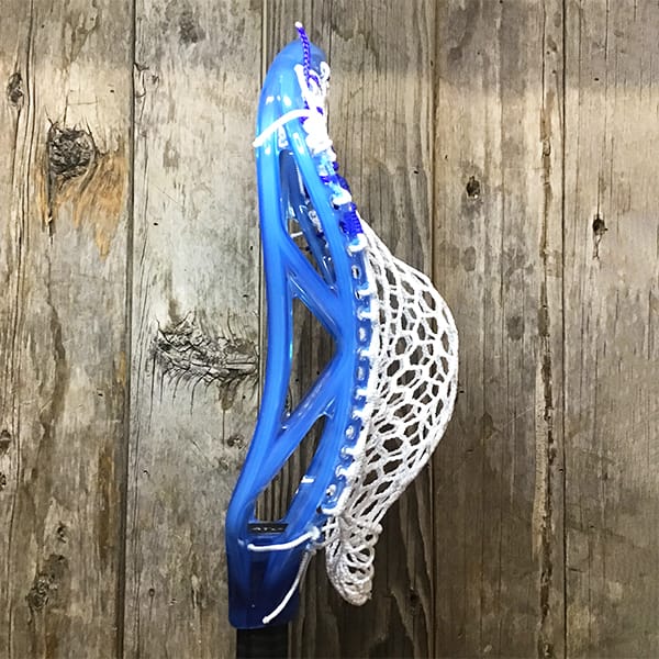 ECD Mens Heads Blue/White Lax Fan Custom Strung Frost ECD Atom Mens Lacrosse Head with White Hero Mesh from Lacrosse Fanatic
