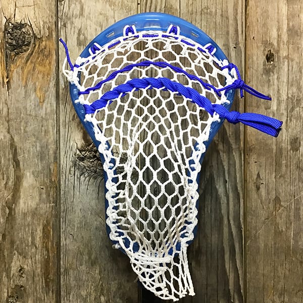 ECD Mens Heads Blue/White Lax Fan Custom Strung Frost ECD Atom Mens Lacrosse Head with White Hero Mesh from Lacrosse Fanatic