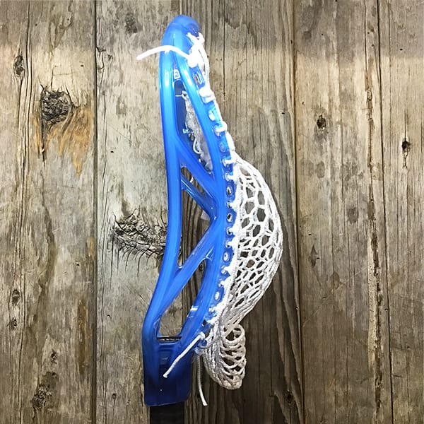ECD Mens Heads Blue/White Lax Fan Custom Strung Frost ECD Atom Mens Lacrosse Head with White Hero Mesh from Lacrosse Fanatic