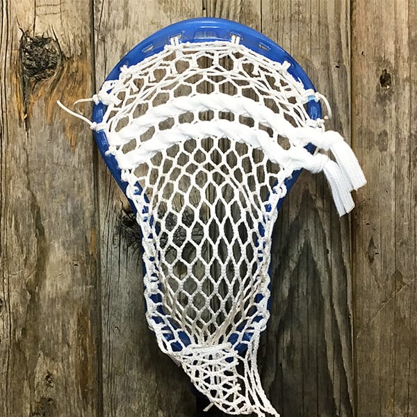 ECD Mens Heads Blue/White Lax Fan Custom Strung Frost ECD Atom Mens Lacrosse Head with White Hero Mesh from Lacrosse Fanatic