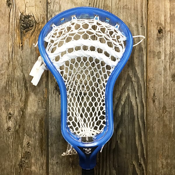 ECD Mens Heads Blue/White Lax Fan Custom Strung Frost ECD Atom Mens Lacrosse Head with White Hero Mesh from Lacrosse Fanatic
